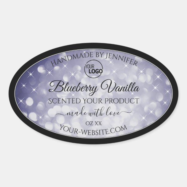 Professional Product Label Ocean Blue Glitter Logo (Front)