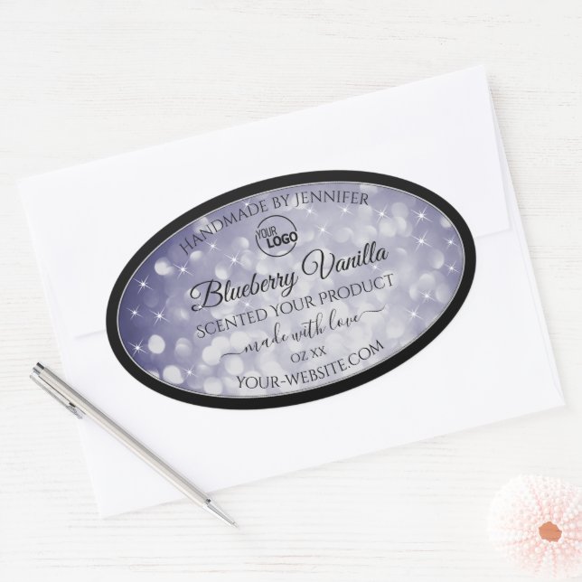 Professional Product Label Ocean Blue Glitter Logo (Envelope)
