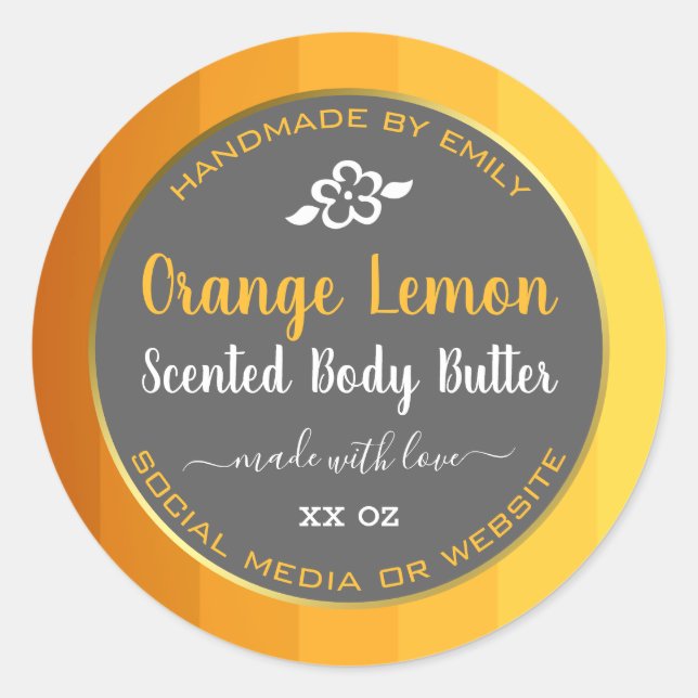 Professional Product Packaging Labels Orange Grey (Front)