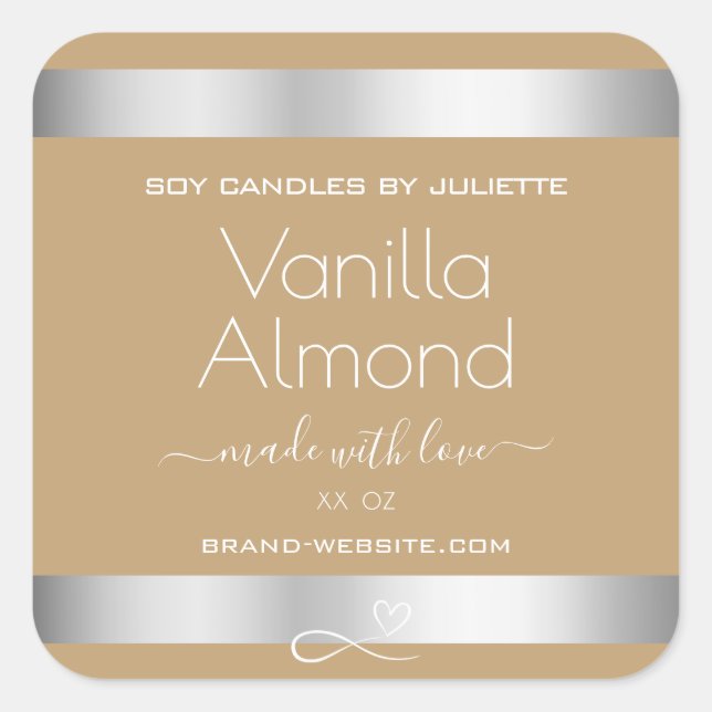 Professional Product Packaging Labels Silver Beige (Front)