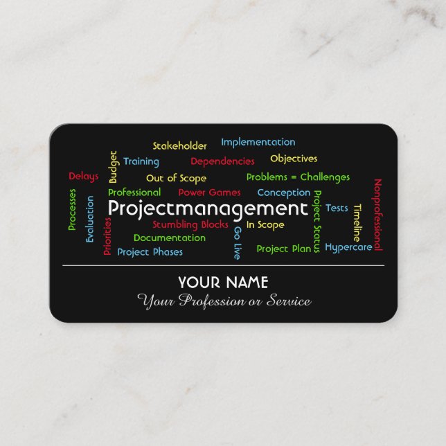 Professional projectmanagement and consulting business card (Front)