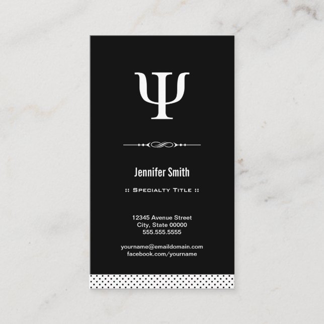 Professional Psychologist - Psychology Psi Symbol Business Card (Front)