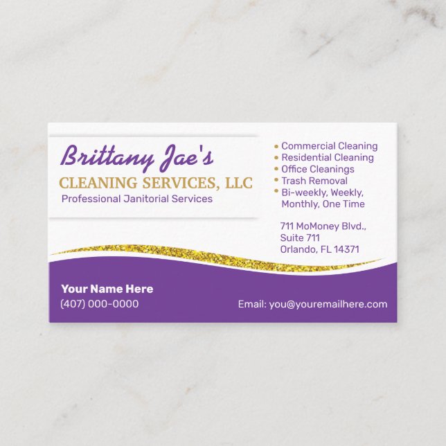 Professional Purple Gold Business Card Template (Front)