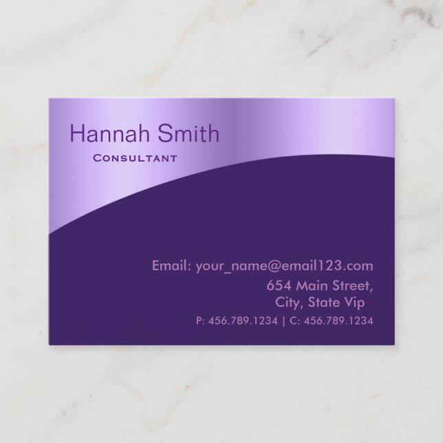 Professional Purple Metal Elegant Modern Black Business Card (Front)