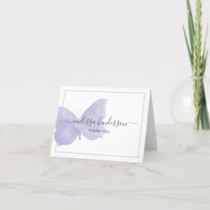 Professional Purple Watercolor Butterfly Thank You Card