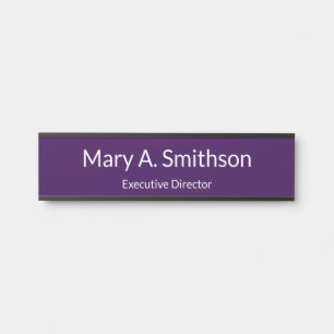 Professional Purple White Name Job Title Office Door Sign
