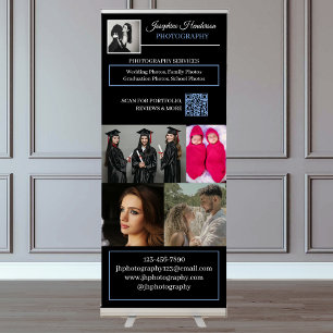 Professional QR Code 5 Photo Black Photographer Retractable Banner