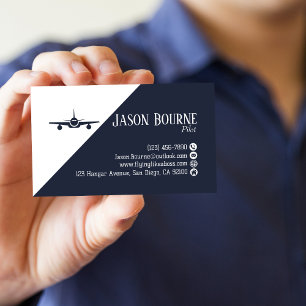 Professional QR Code, Aviation,Blue,minimalist  Business Card