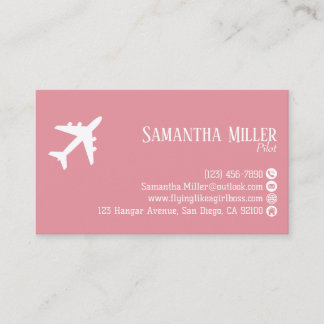 Professional QR Code Aviation Pink White Custom Business Card