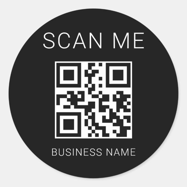 Professional QR code black custom business  Classic Round Sticker (Front)