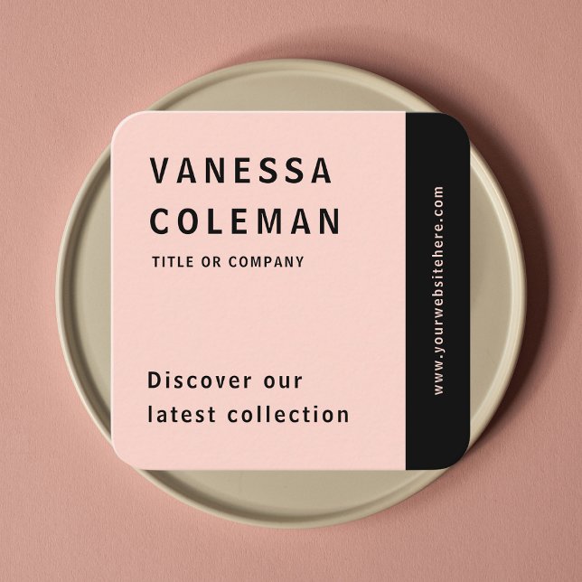 Professional Qr Code Blush Pink Social Media Square Business Card (Creator Uploaded)