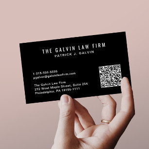 Professional QR Code Company Employee Black Business Card