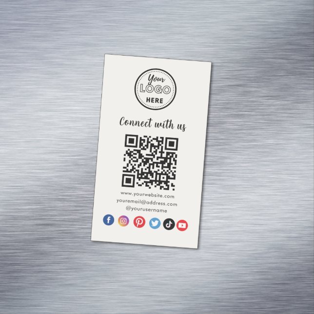 Professional QR Code Connect With Us Social Media Magnetic Business Card (In Situ)