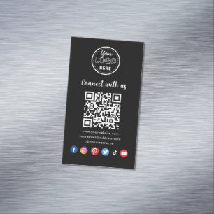 Professional QR Code Connect With Us Social Media Magnetic Business Card