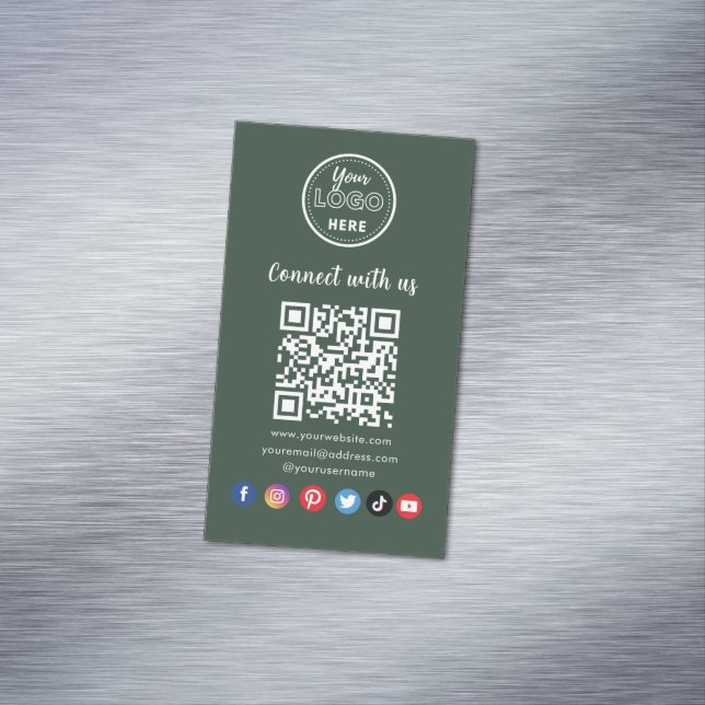 Professional QR Code Connect With Us Social Media Magnetic Business Card (In Situ)