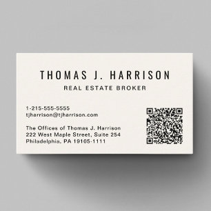 Professional QR Code Cream Business Card
