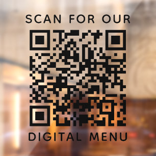 Professional QR Code Digital Menu Window Cling