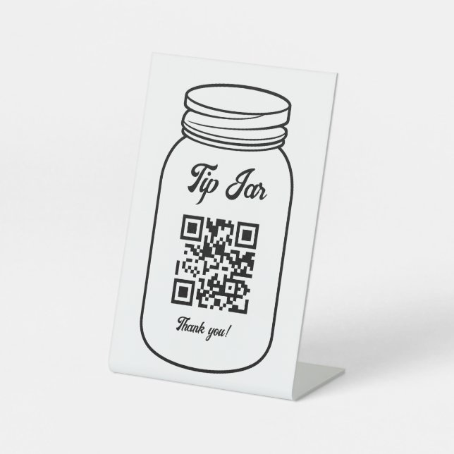 Professional QR Code Digital Tip Jar  Pedestal Sign (Front)