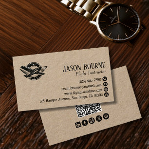 Professional QR Code Employee Pilot Aeroplane Business Card