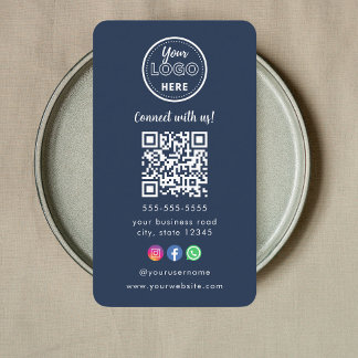 Professional Qr Code Instagram Facebook Logo Navy Business Card