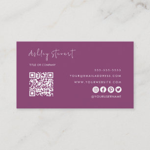 Professional Qr Code Logo Modern Berry Minimal Business Card