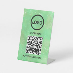 Professional QR Code Menu, Logo Contactless Modern Pedestal Sign