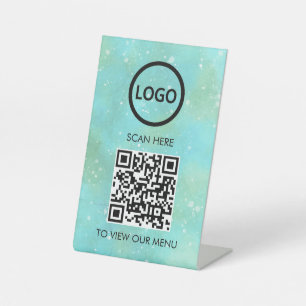 Professional QR Code Menu, Logo Contactless Modern Pedestal Sign