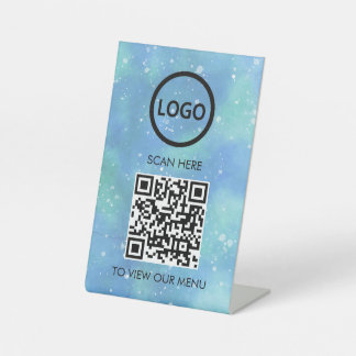 Professional QR Code Menu, Logo Contactless Modern Pedestal Sign