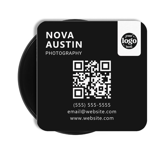 Professional QR Code Minimal Design With Logo Square Business Card (Creator Uploaded)
