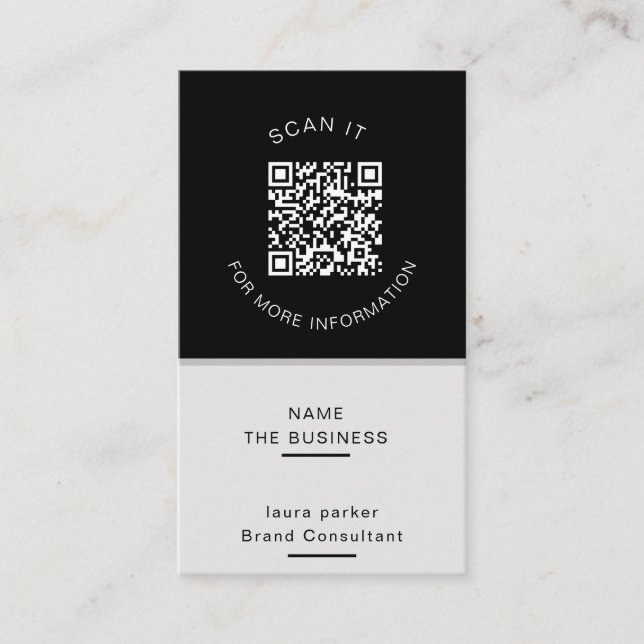 Professional QR Code Minimal Scannable Promotion  Business Card (Front)