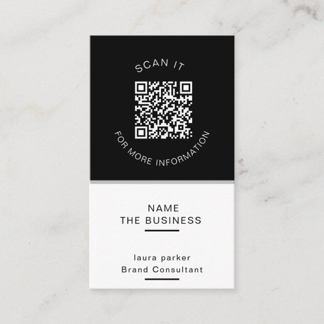 Professional QR Code Minimal Scannable Promotion  Business Card (Front)