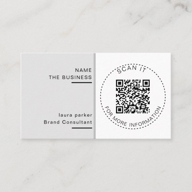 Professional QR Code Minimal Scannable Promotion  Business Card (Front)