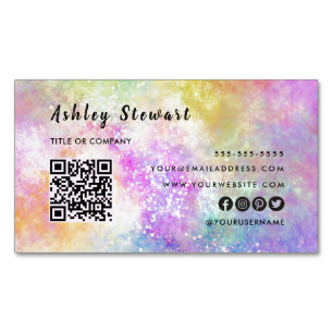 Professional Qr Code Modern Holo Opal Stylish Magnetic Business Card
