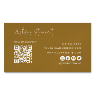 Professional Qr Code Modern Minimalist Gold Magnetic Business Card