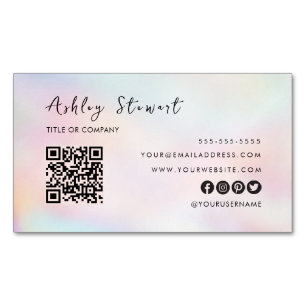 Professional Qr Code Modern Pink Opal Stylish Magnetic Business Card