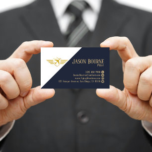 Professional QR Code Navy Blue Simple Business Card