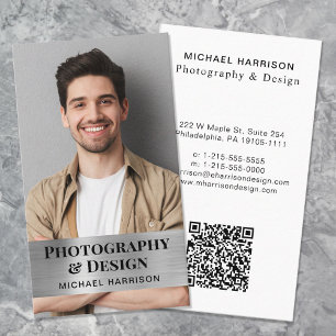 Professional QR Code Photo Silver Business Card