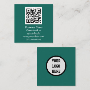 Professional QR Code Scannable Emerald Green  Square Business Card