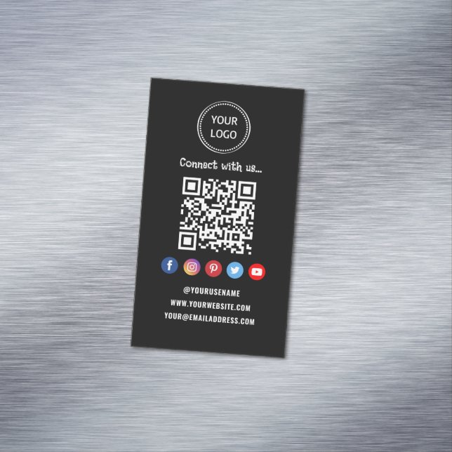 Professional Qr Code Social media Connect with us Magnetic Business Card (In Situ)