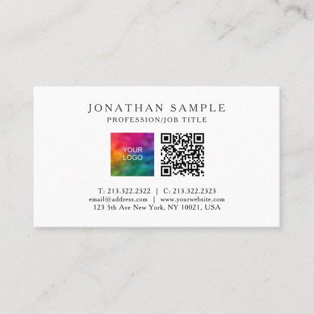 Professional QR Code Upload Your Own Logo to Business Card (Front)