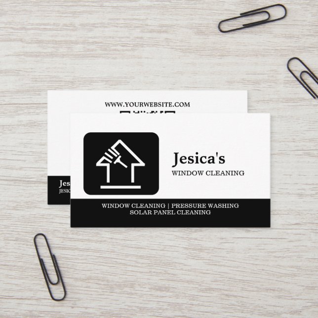 Professional QR Code Washing Power Window Cleaning Business Card (Front/Back In Situ)