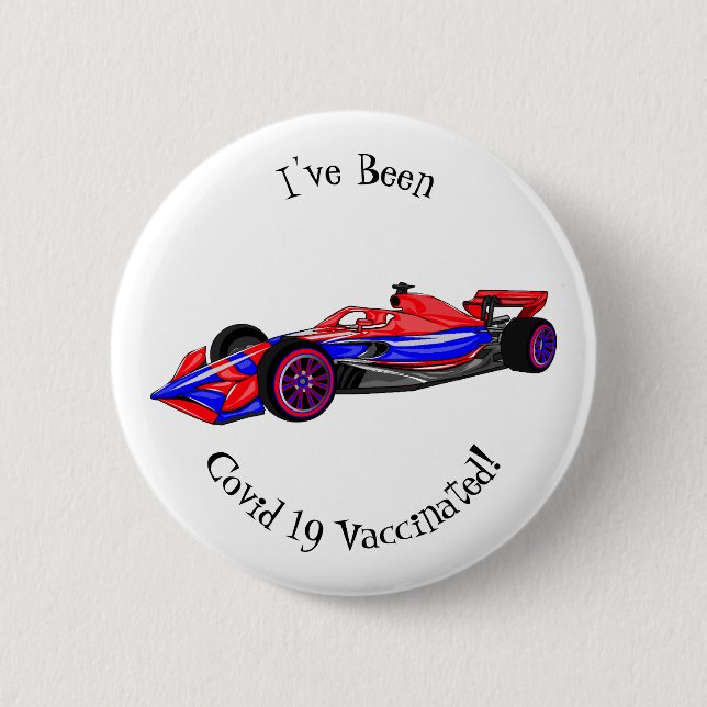 Professional racing car cartoon illustration 6 cm round badge (Front)