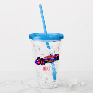 Professional racing car cartoon illustration acrylic tumbler