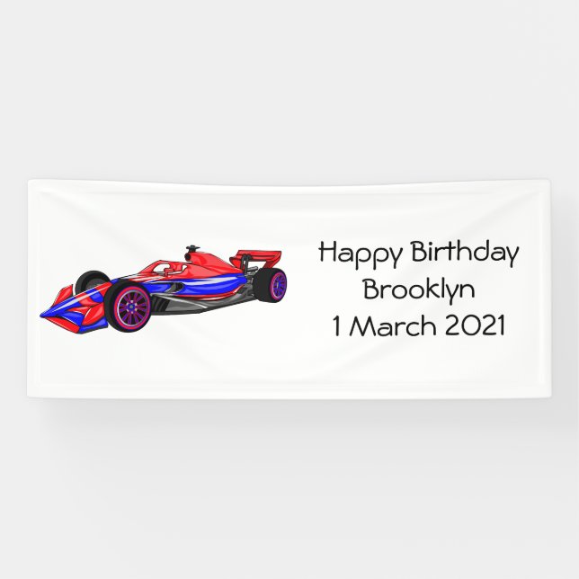 Professional racing car cartoon illustration banner (Horizontal)
