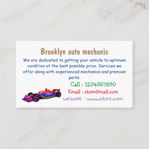 Professional racing car cartoon illustration business card