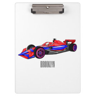 Professional racing car cartoon illustration clipboard