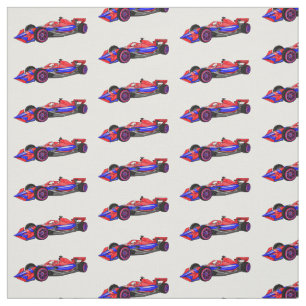 Professional racing car cartoon illustration fabric