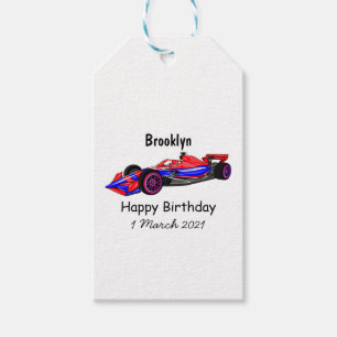 Professional racing car cartoon illustration gift tags