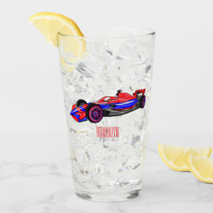 Professional racing car cartoon illustration glass