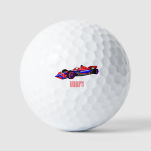 Professional racing car cartoon illustration golf balls